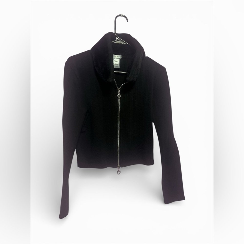 Perfectly Imperfect Black Long Sleeve Zip Closure Womens/Juniors Shirt Size L